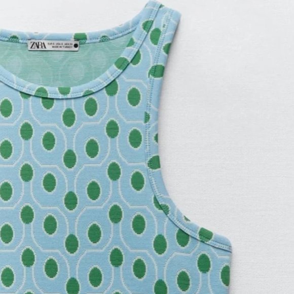 Zara 70s Blue & Green Halter Tank - Picture 4 of 5